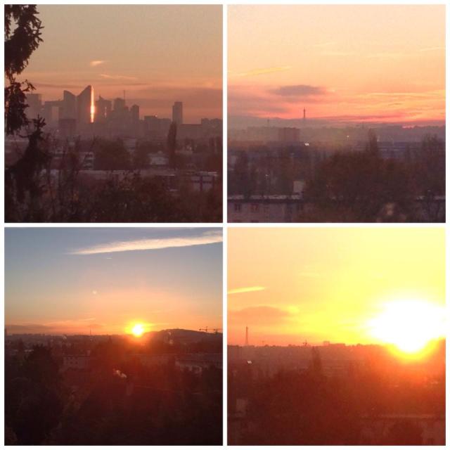 paris sunrise la defense eiffel tower